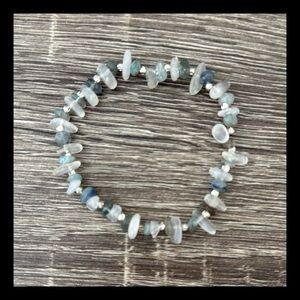 Handcrafted moonstone silver bead stretchy bracelet ethereal earthy boho jewelry
